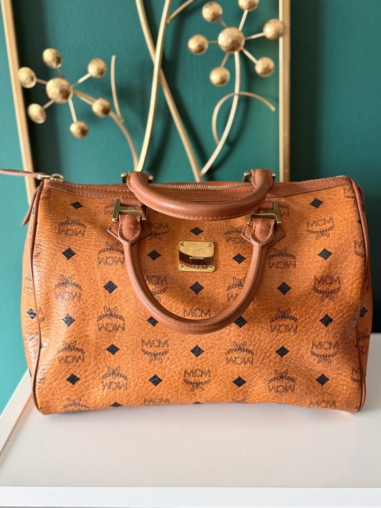 MCM Handbags - MCM Cognac Visetos Boston Satchel - Cognac Leather
